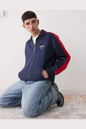 Kickers Zip up jersey jacket with red stripe in