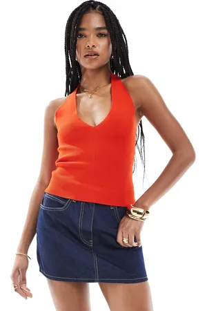 Pimkie Fine knit v neck halterneck top in