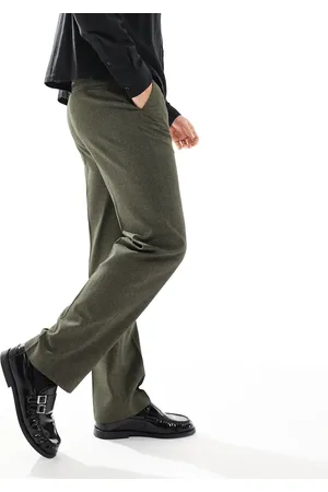 ASOS Smart straight leg trousers in dark slub