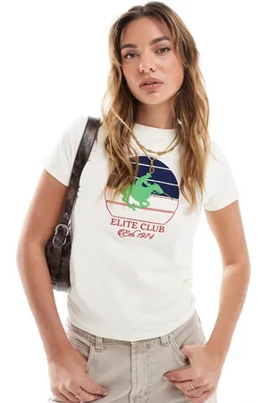 ASOS Baby tee with elite club horse graphic in cream
