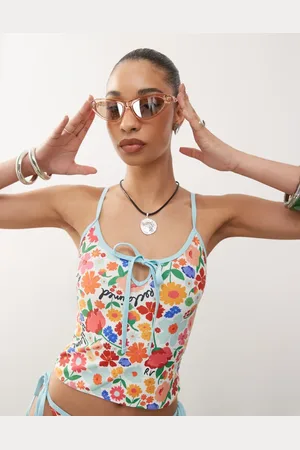 Reclaimed Tankini in retro floral print