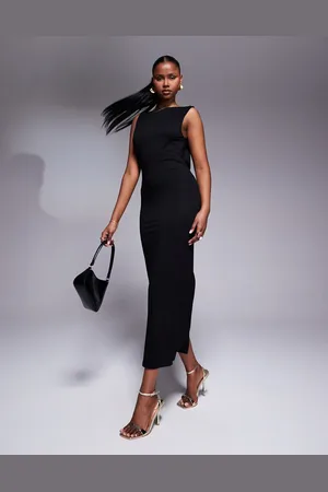 ASOS Sleeveless with strappy plunge back midi dress in