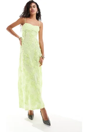 Amy Lynn Sofia sweetheart strappy floral crochet maxi dress in light