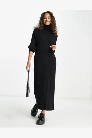 Y.A.S Knitted roll neck midi dress in