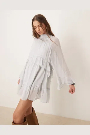 ASOS High neck ruffled mini dress in