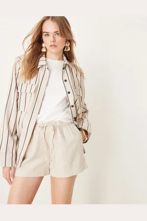 Abercrombie & Fitch Pull on linen short in stone