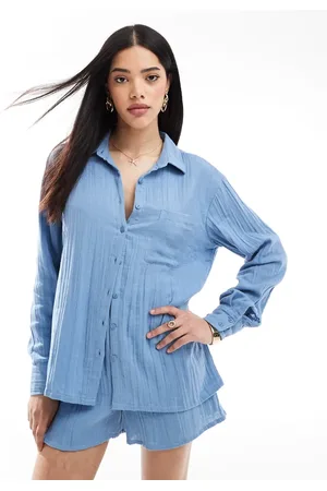 Esmée Esmee Exclusive relaxed fit long sleeve beach shirt in dusty