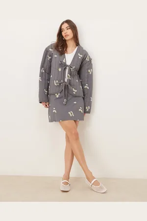 ASOS Embroidered mini skirt in washed