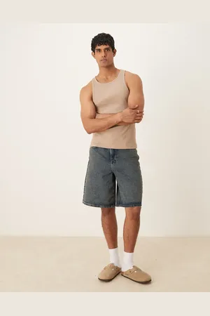 ASOS Heavyweight muscle rib high neck vest in stone
