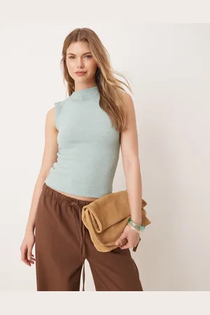 ASOS Boat neck button detail tank in textured
