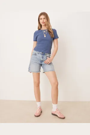 ASOS Waffle baby tee in washed navy