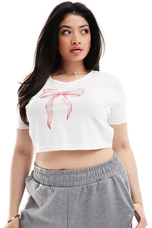 Kaiia Plus bow motif baby tee in