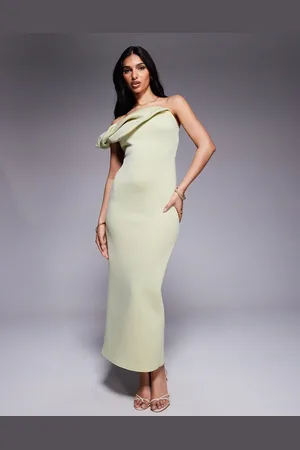 ASOS Scuba bardot midi dress with twisted strap in pastel