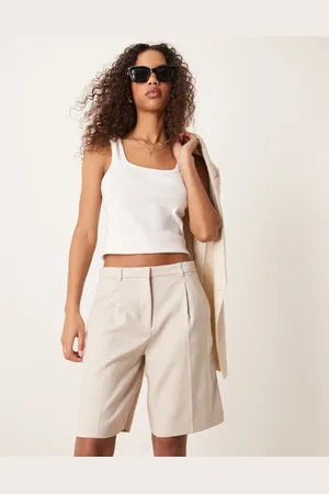 Abercrombie & Fitch Mid rise bermuda shorts in beige