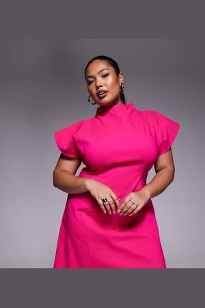 ASOS ASOS DESIGN Curve bengaline mini dress with split in hot