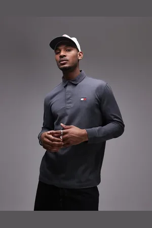 Tommy Hilfiger Rugby top with cord collar in dark grey