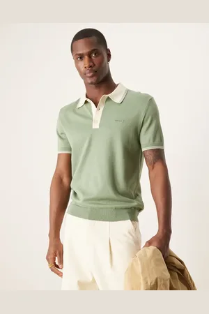 GANT Logo short sleeve tipped knit polo in light