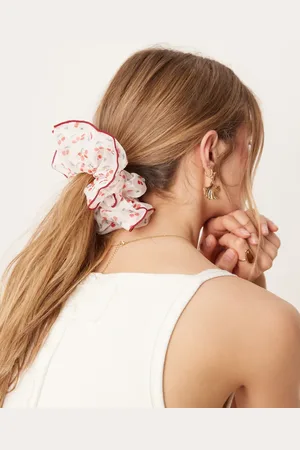 ASOS Oversized scrunchie with cherry print and contrast binding in