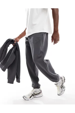 ASOS Premium oversized joggers with high build print in charcoal