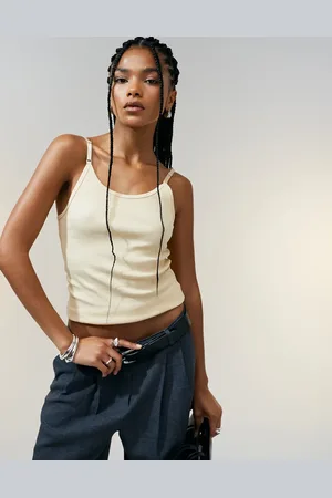 ASOS Strap detail scoop neck vest in buttermilk