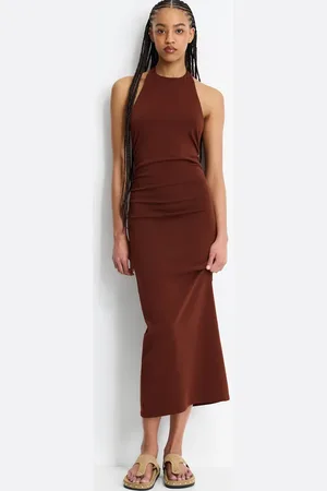 Pull&Bear Halterneck backless midi dress in