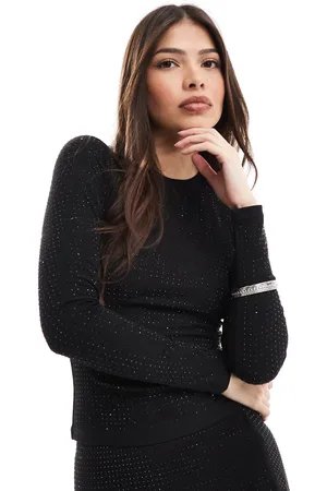 4th & Reckless All over hotfix long sleeve top co-ord in