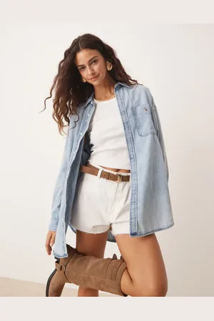 Ralph Lauren Oversized drop hem denim shirt in light