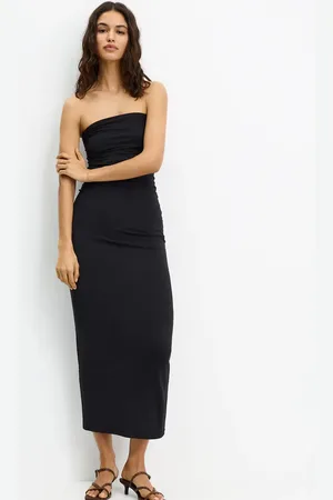 Pull&Bear Polyamide bandeau midi dress in