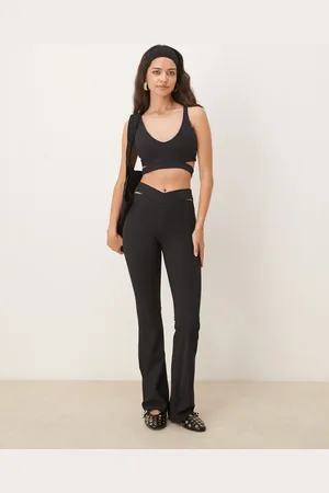 Nike Zenvy Dri-FIT ribbed cut out high waisted flares in