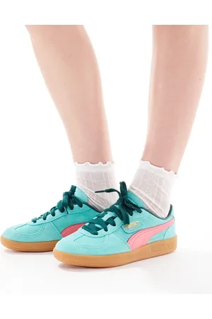 PUMA Palermo trainers in teal & pink