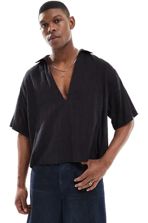 ASOS Boxy oversized overhead deep revere shirt in