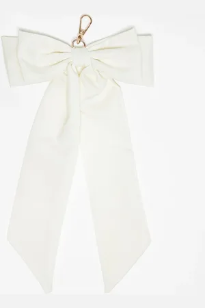 Reclaimed Large bow bag charm in cream
