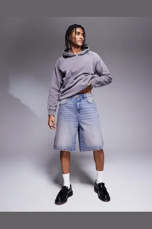 ASOS Longer length denim jort in dark wash with tint