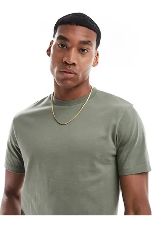 ASOS Heavyweight crew neck t-shirt 240gsm in khaki - KHAKI