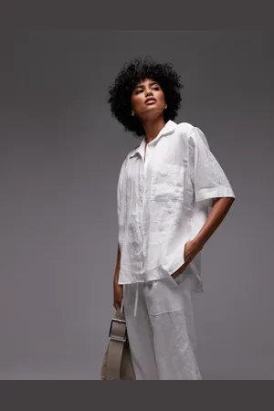 ARKET Linen short sleeve shirt with revere collar