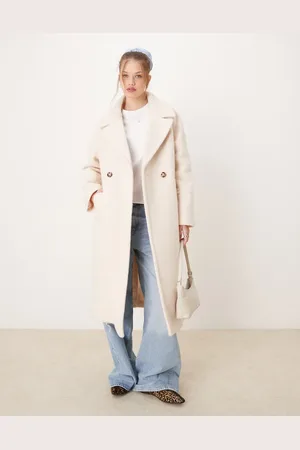 River Island Slouchy wool look overcoat in cream