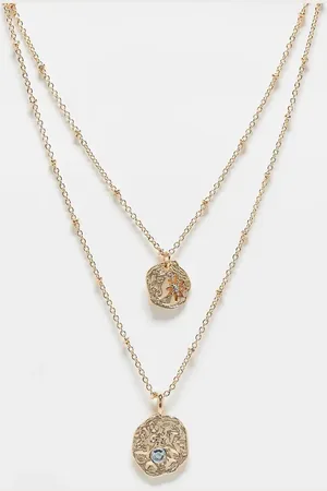 ASOS Multirow necklace with chain and celestial design in tone