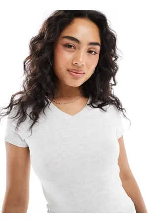 ASOS V neck baby tee in ice marl