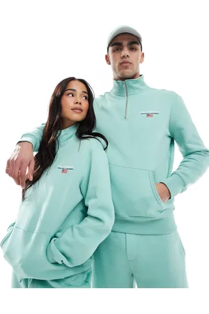 Ralph Lauren Sport capsule unisex small chest logo half zip sweatshirt in light CO-ORD