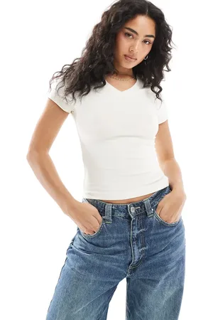 ASOS V neck baby tee in cream
