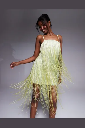 ASOS Beaded fringe mini cami dress in pale