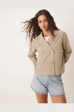 JDY Boxy short trench coat in beige