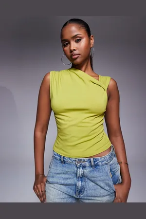 ASOS Fitted twist neck detail top in olive