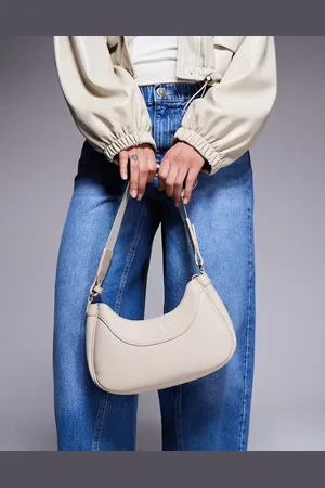 Armani Exchange Curved logo shoulder bag in cream
