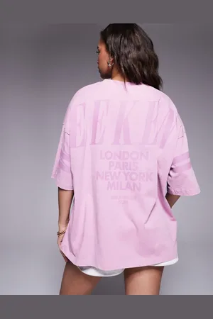 ASOS Weekend Collective Icon oversized short sleeve top with stacked back logo in washed lilac