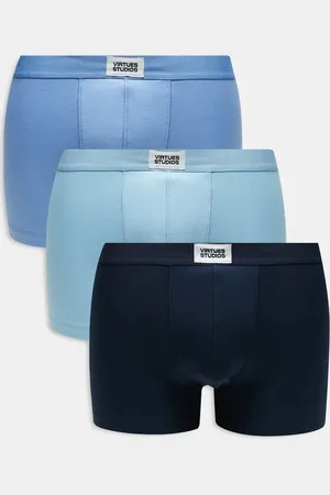ASOS 3 pack trunks with patch in blue