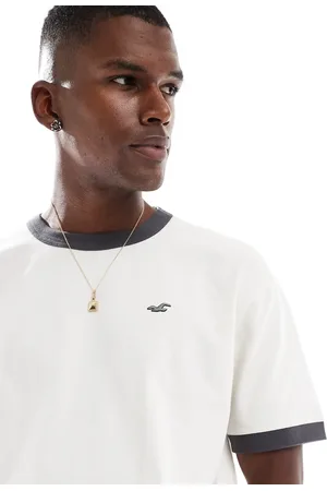 Hollister Icon washed boxy t-shirt with contrast neck seam in cream
