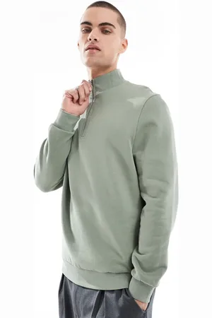 ASOS Essential sweatshirt with quarter zip in mid