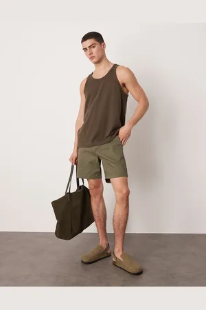 ASOS Skinny mid length chino shorts in khaki