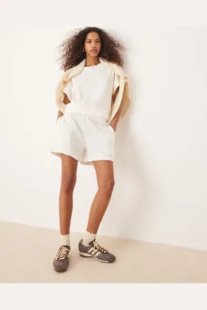 ASOS Longline waffle short in cream